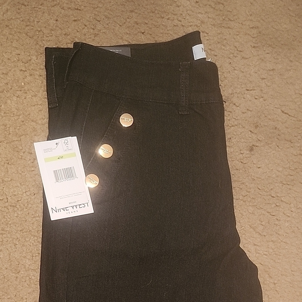 Nine West Black Jeans with Gold Buttons